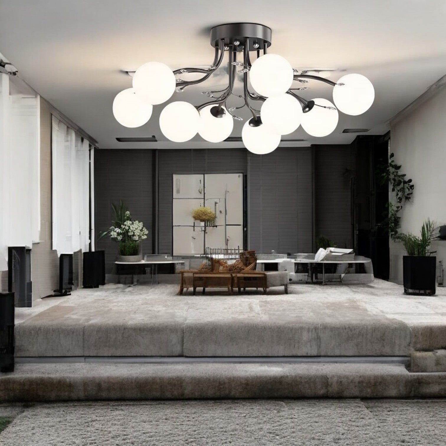 Lustra Abajur Mat Aplicata 9xE27 Black Glamour