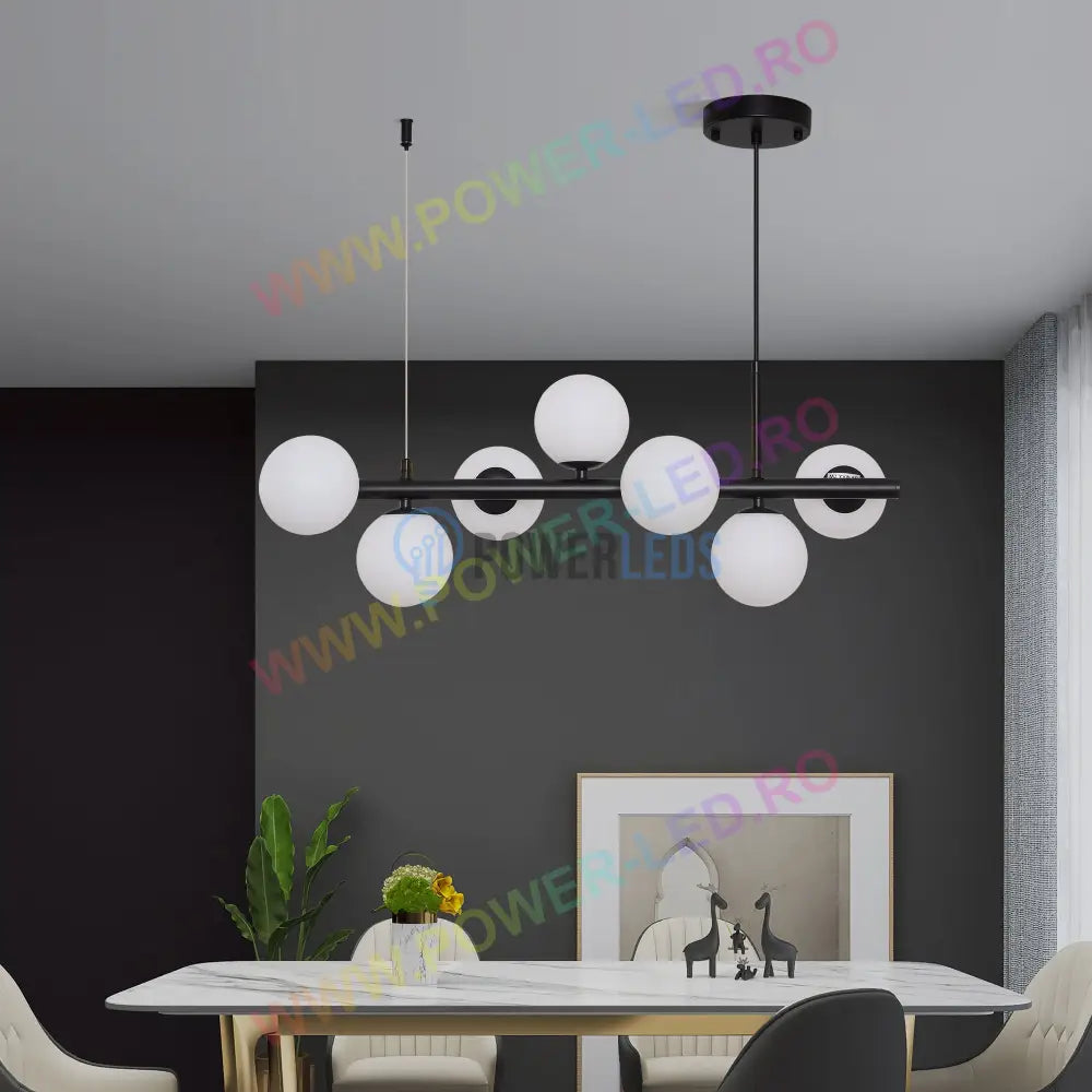 Lustra Abajur Mat Black Liniara 7Xg9 Chandeliers