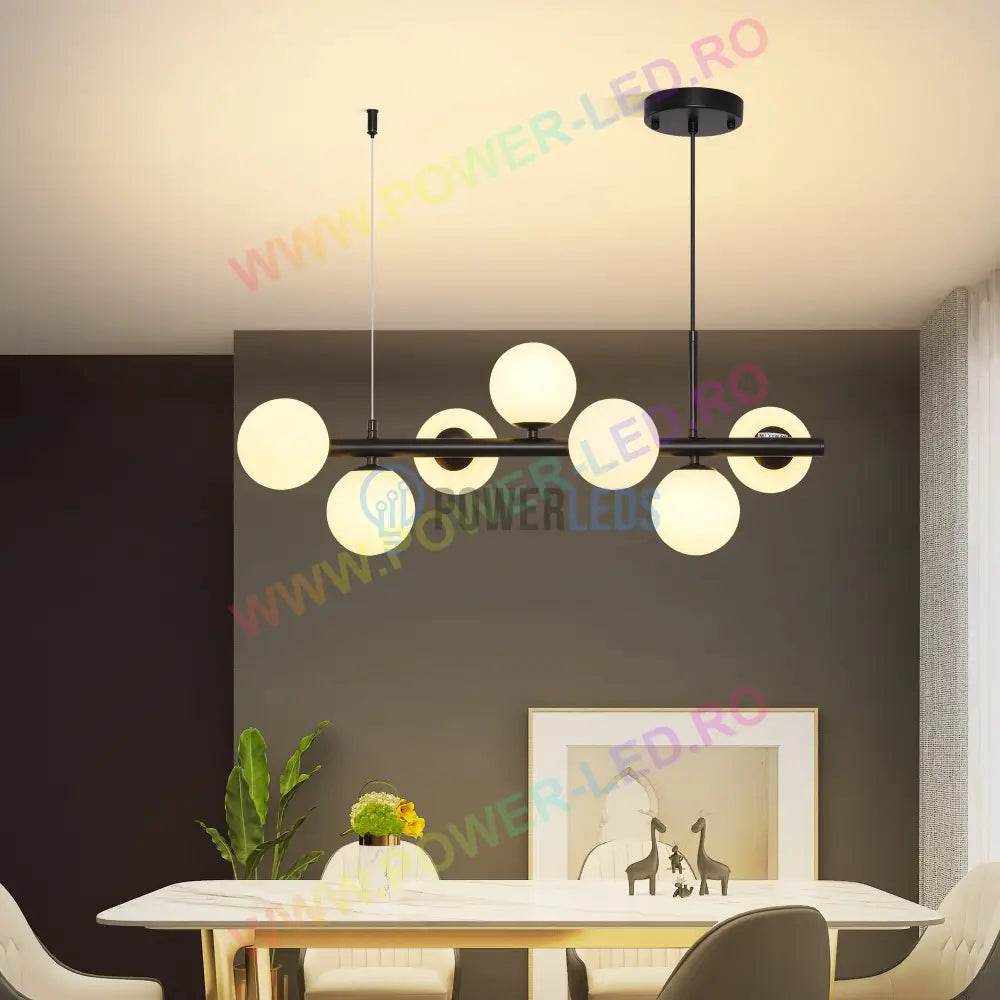 Lustra Abajur Mat Black Liniara 7Xg9 Chandeliers