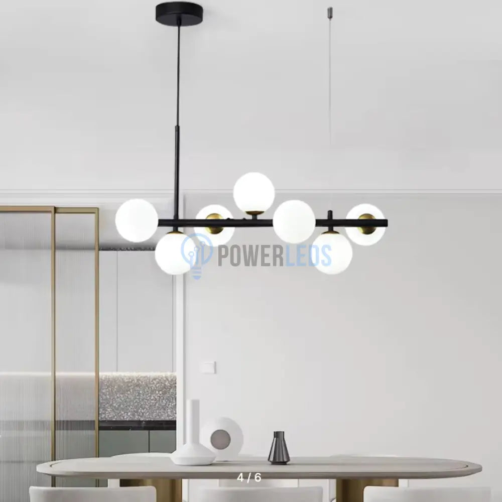 Lustra Abajur Mat Black Liniara 7Xg9 Chandeliers