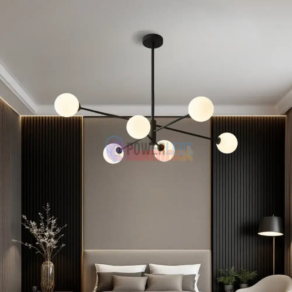 Lustra Abajur Mat Black ROD 6xE27 powerleds.ro