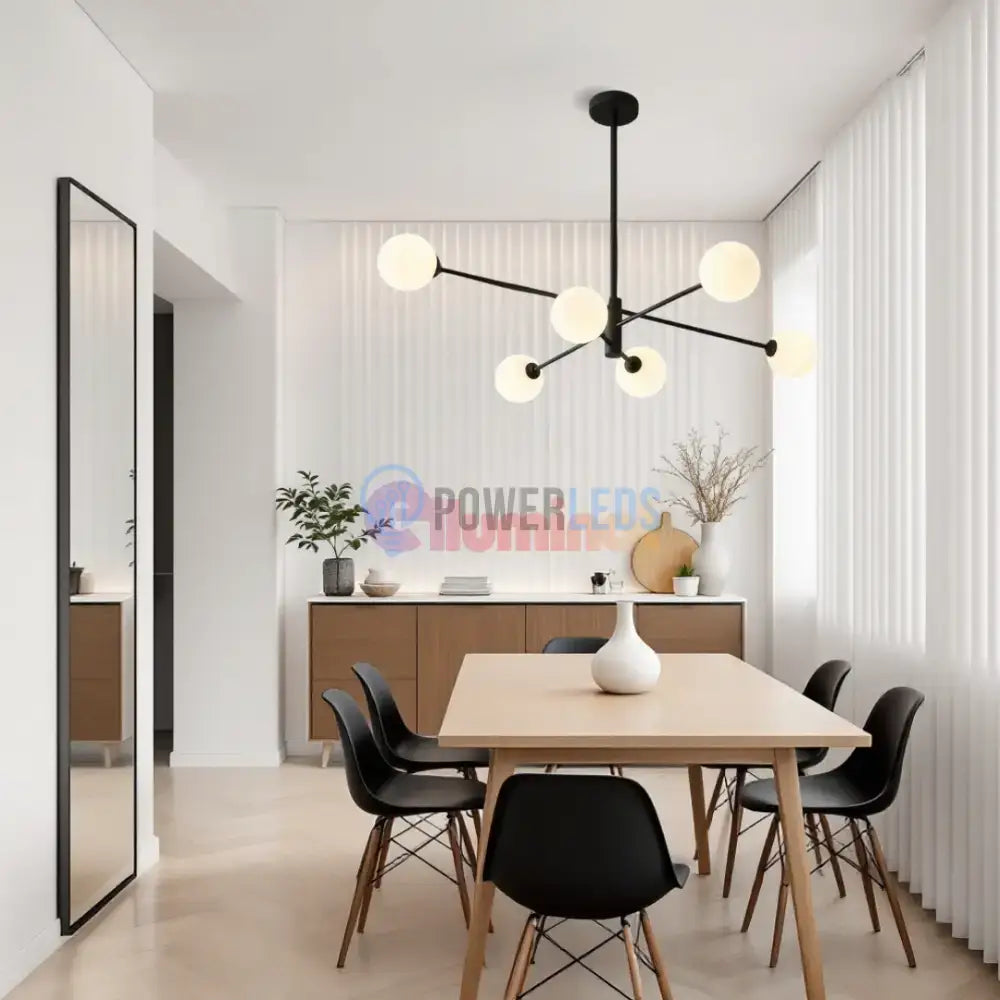 Lustra Abajur Mat Black ROD 6xE27 powerleds.ro
