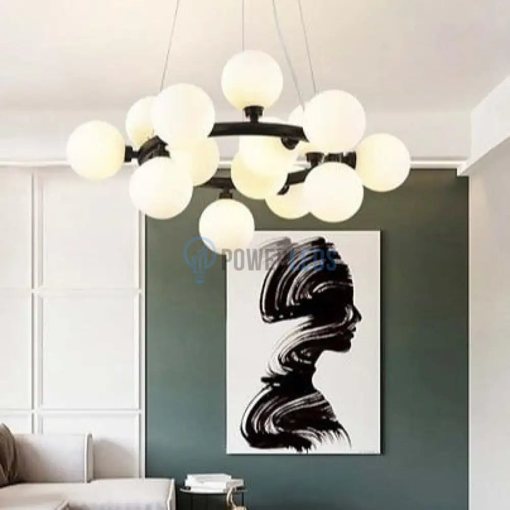 Lustra Abajur MAT Black Rotunda 15xG9 50CM powerleds.ro