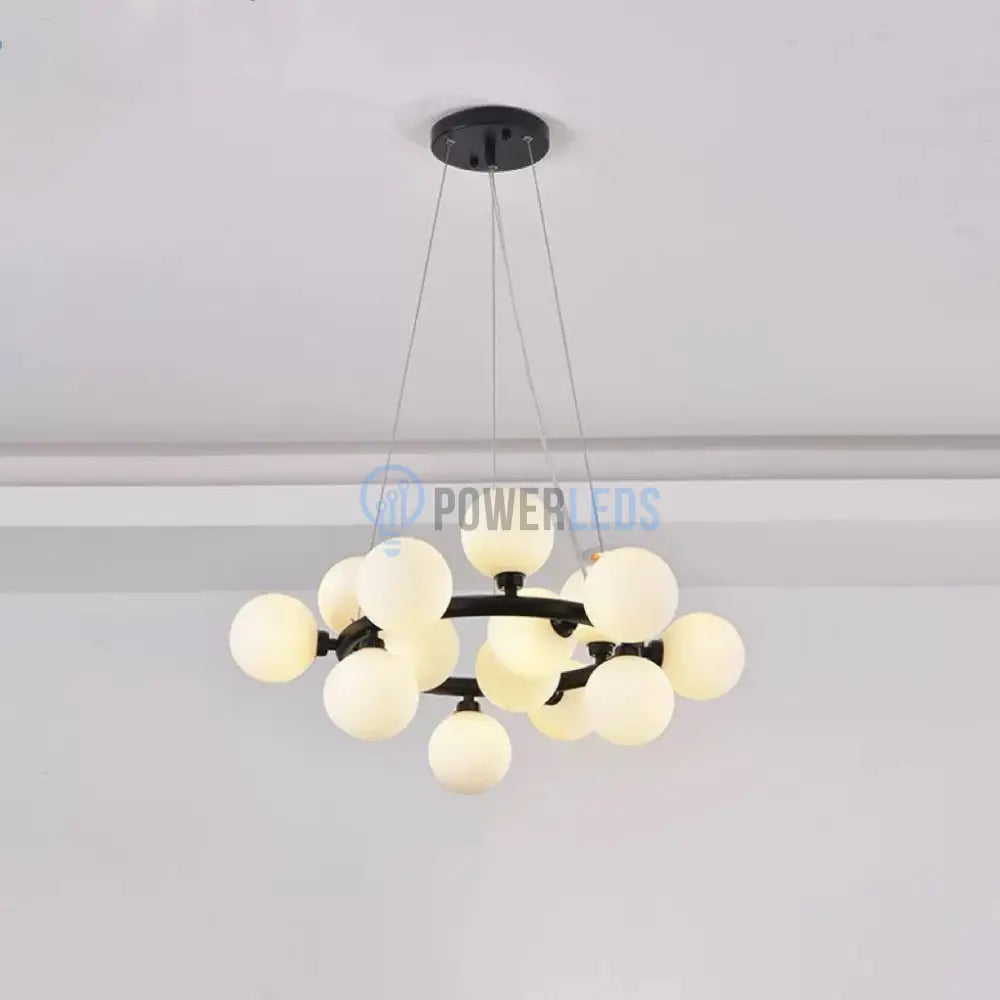 Lustra Abajur MAT Black Rotunda 15xG9 50CM powerleds.ro