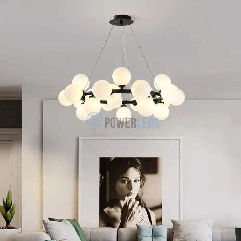 Lustra Abajur MAT Black Rotunda 25xG9 70CM powerleds.ro