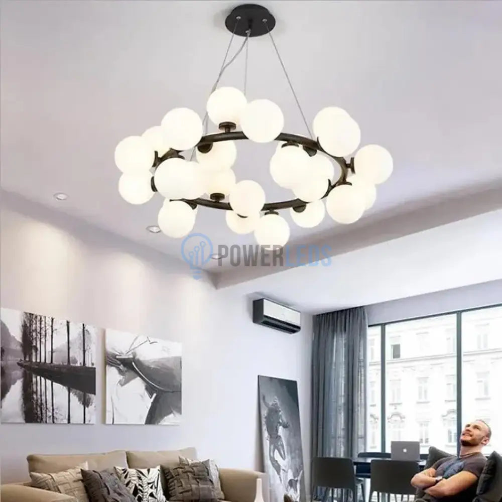 Lustra Abajur MAT Black Rotunda 25xG9 70CM powerleds.ro