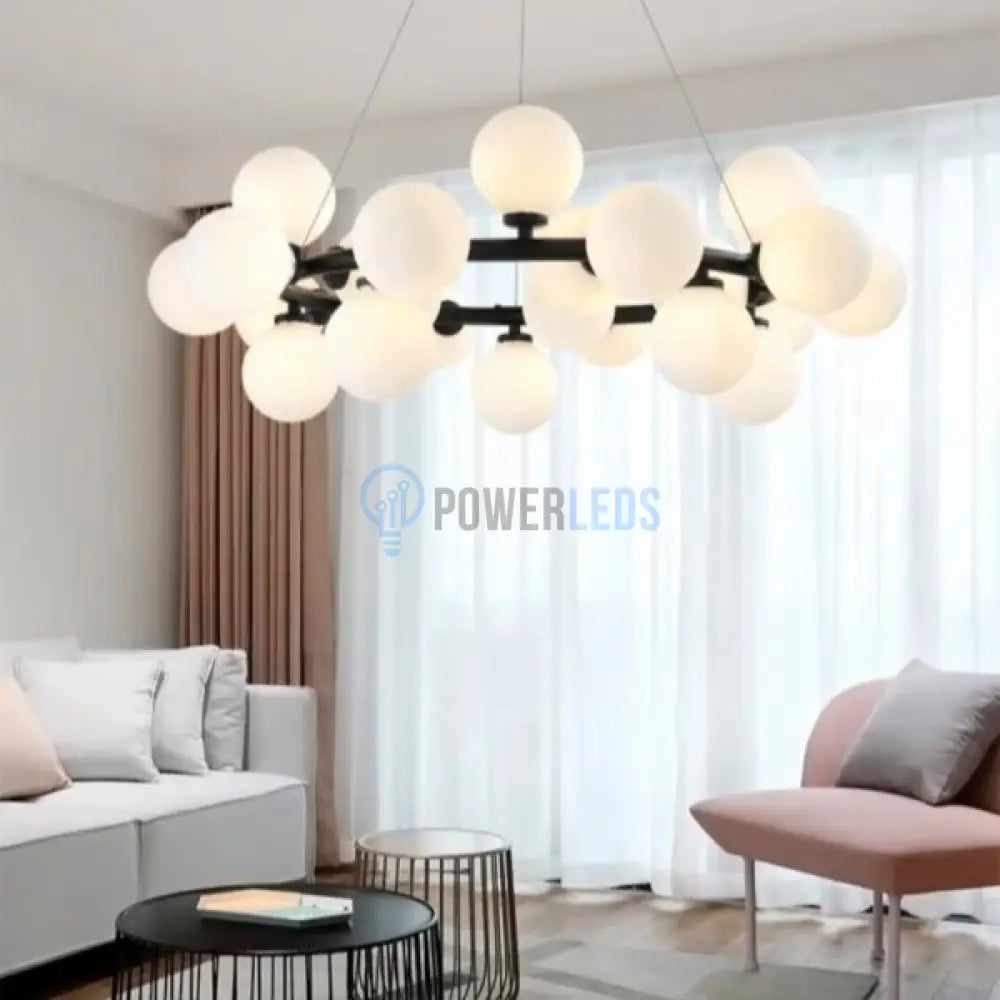 Lustra Abajur MAT Black Rotunda 25xG9 70CM powerleds.ro