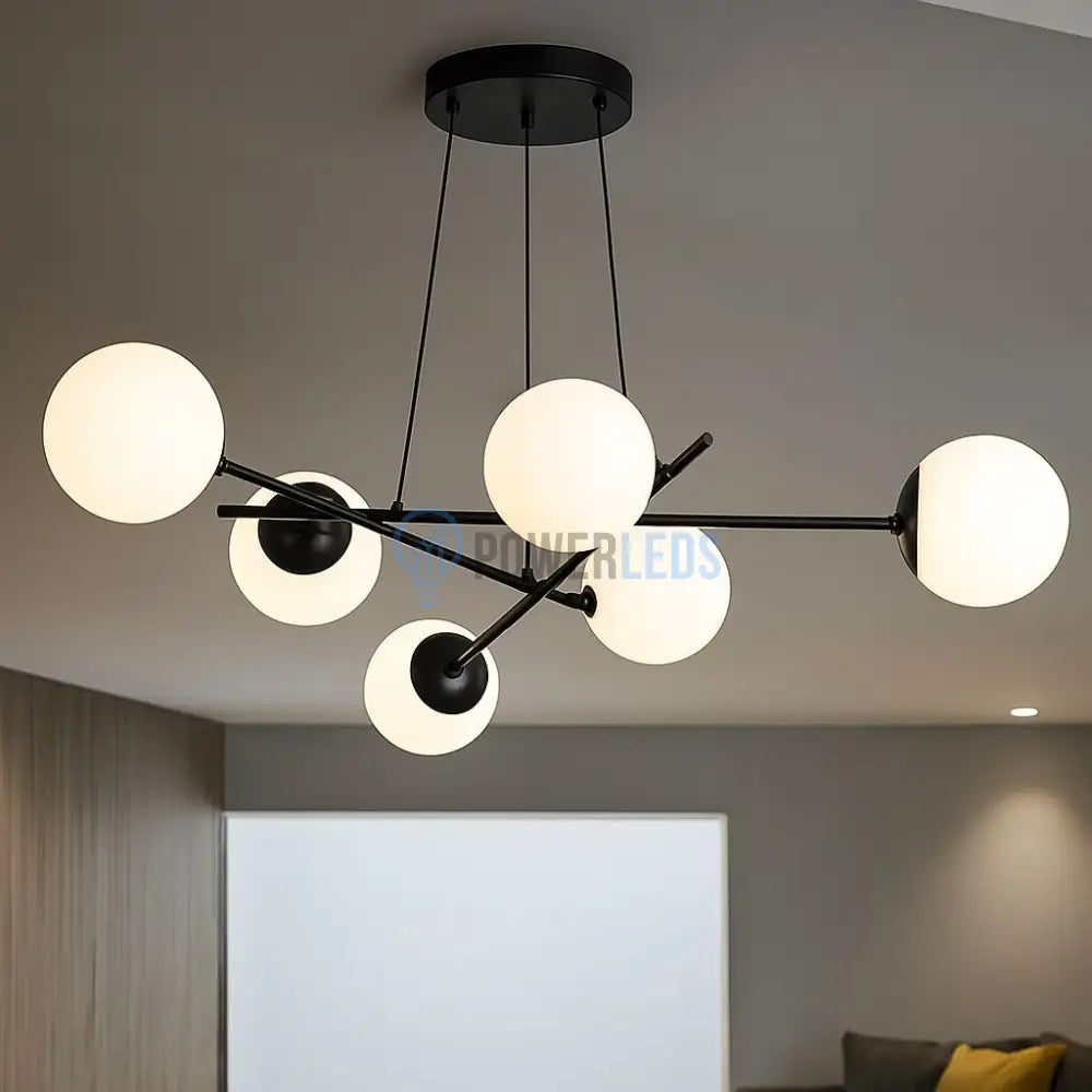 Lustra Abajur MAT Black Suspendata 6xE27 powerleds.ro