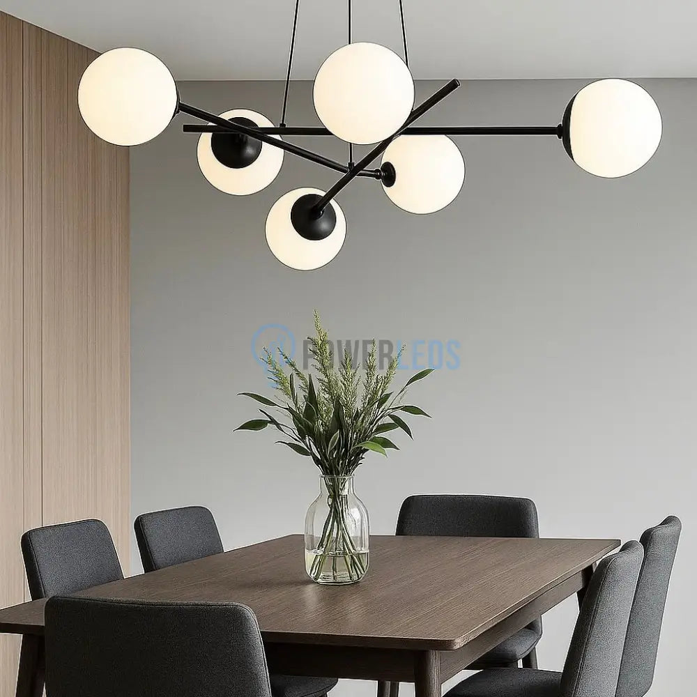 Lustra Abajur MAT Black Suspendata 6xE27 powerleds.ro