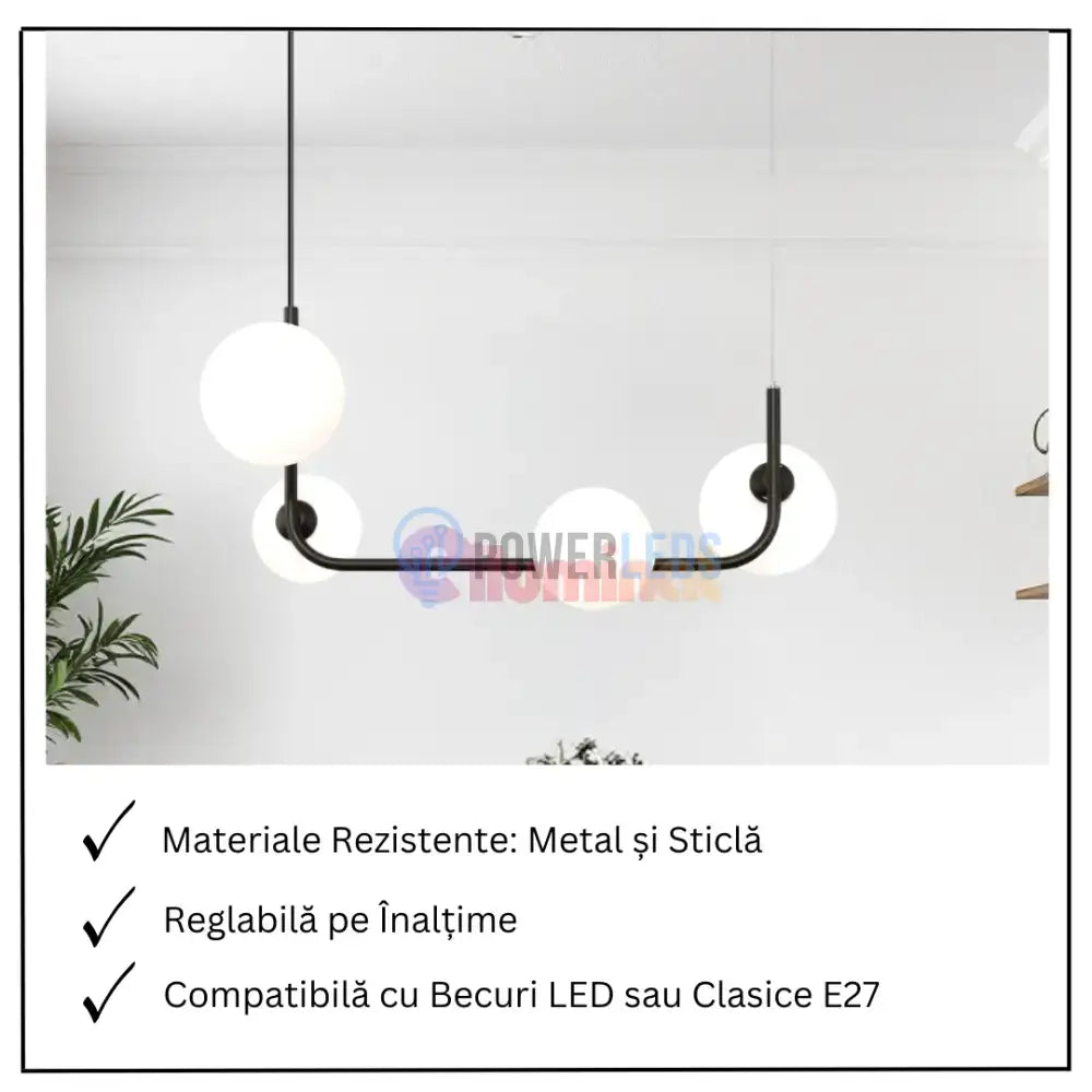 Lustra Abajur MAT BLACK Urban Orbit 4xE27 - 3001-4 powerleds.ro