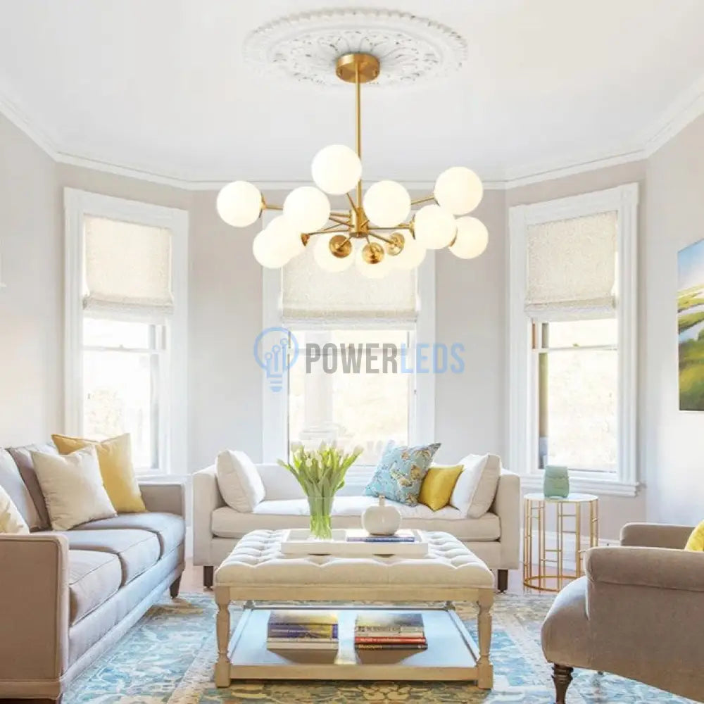 Lustra Abajur Mat Gold 12Xe27 Dx103/6 + 6 Chandeliers