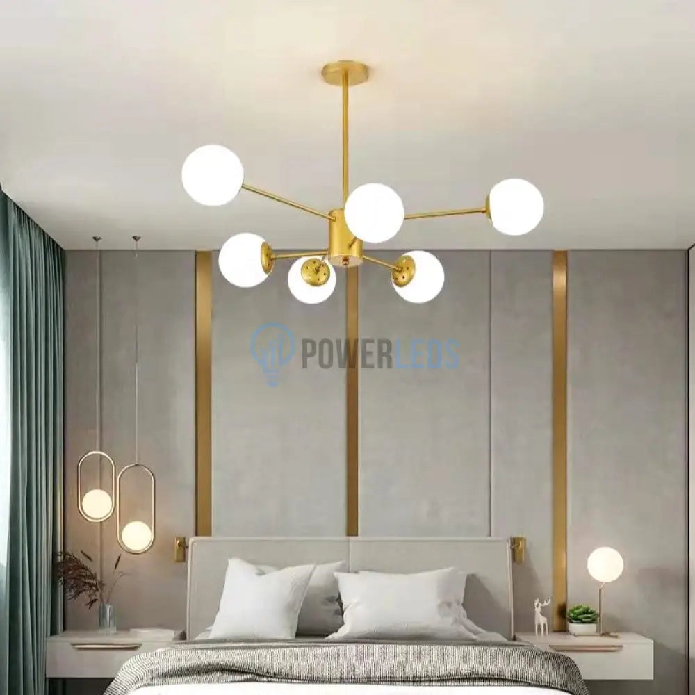 Lustra Abajur Mat Gold 6Xe27 Df201-3 + 3 Gd Chandeliers