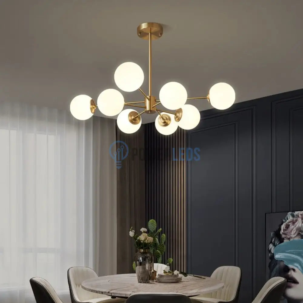 Lustra Abajur Mat Gold 8Xe27 Dx103-4 + 4 Gd Chandeliers