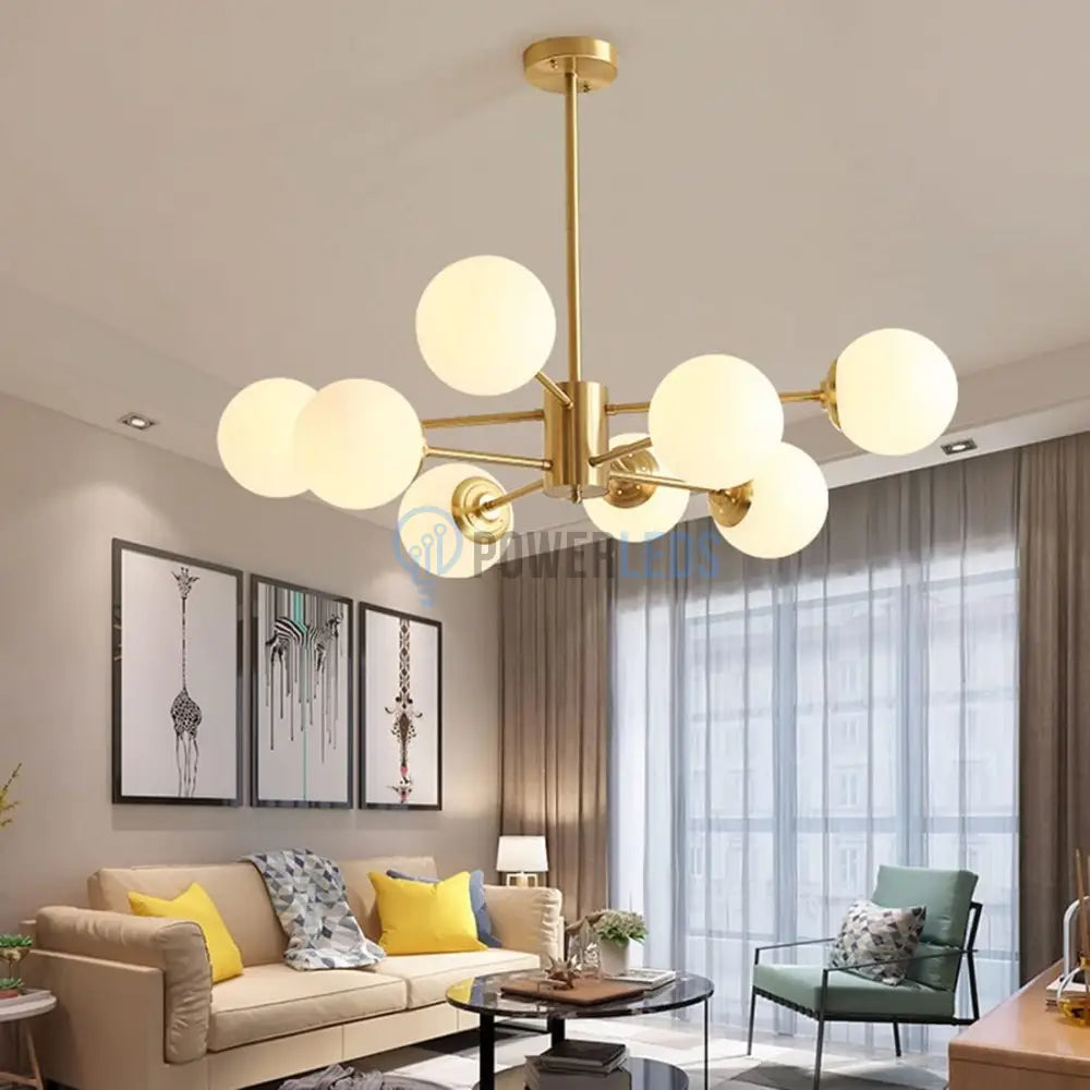 Lustra Abajur Mat Gold 8Xe27 Dx103-4 + 4 Gd Chandeliers