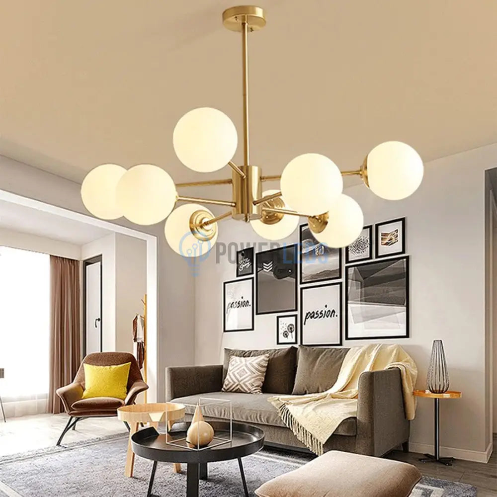 Lustra Abajur Mat Gold 8Xe27 Dx103-4 + 4 Gd Chandeliers