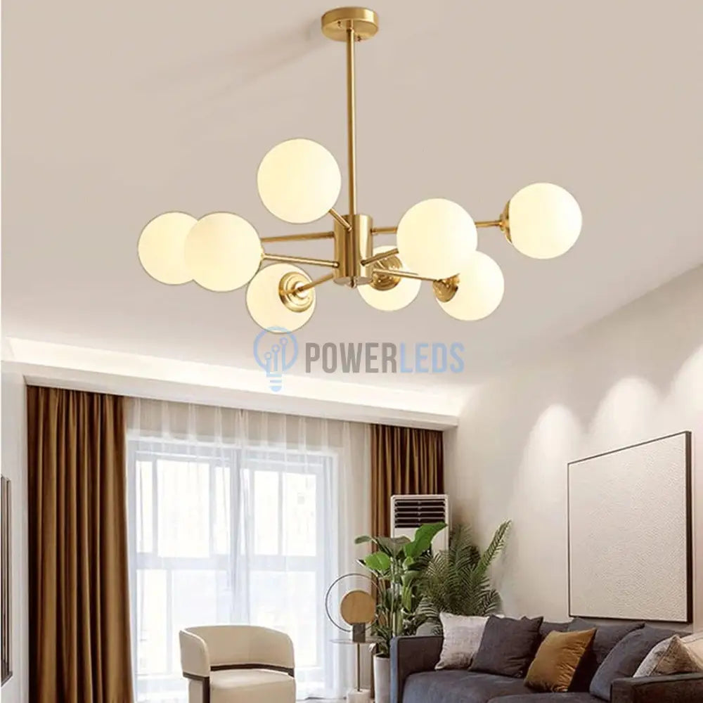 Lustra Abajur Mat Gold 8Xe27 Dx103-4 + 4 Gd Chandeliers