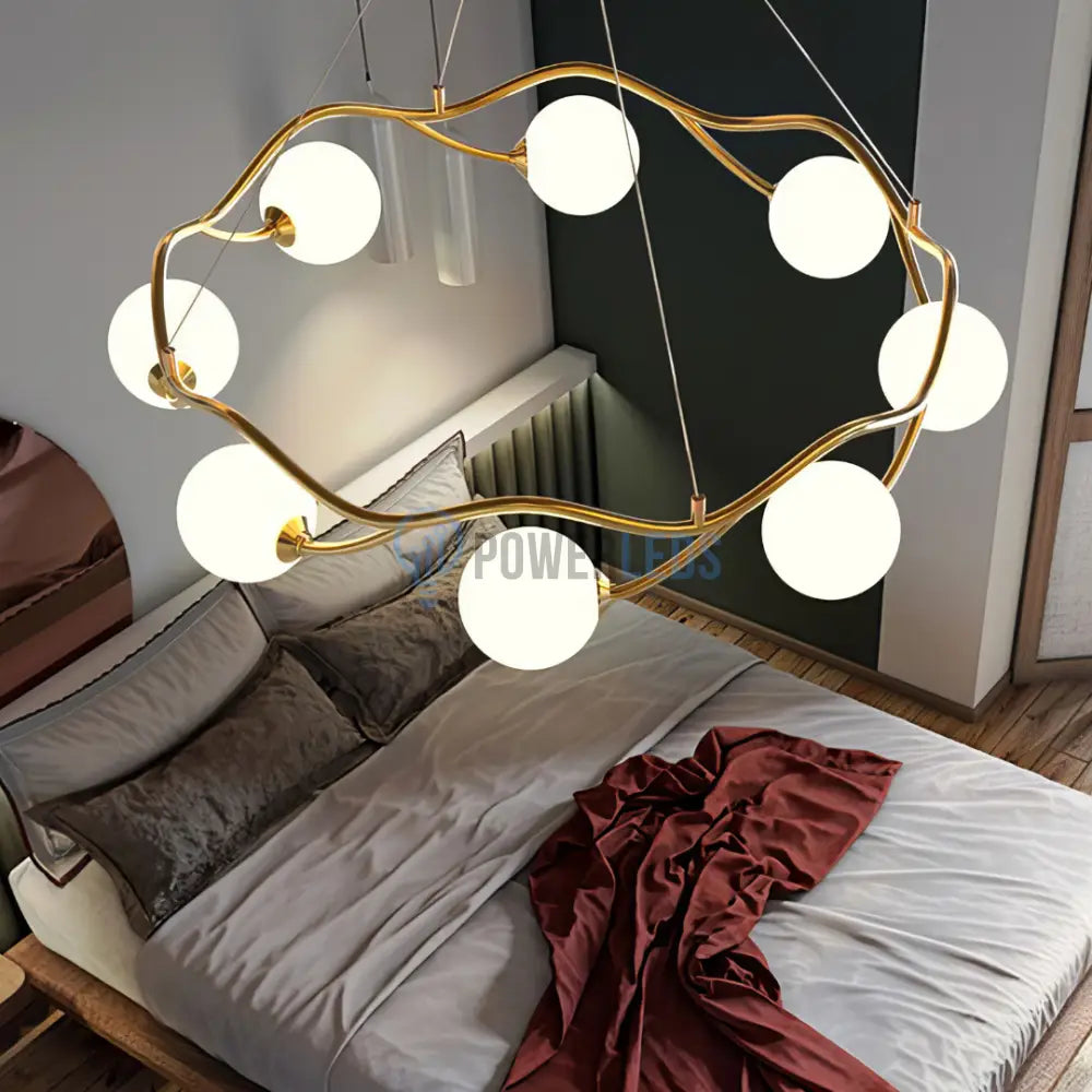 Lustra Abajur MAT GOLD Rotunda 8xG9 60cm AURIE / ABAJUR Chandeliers
