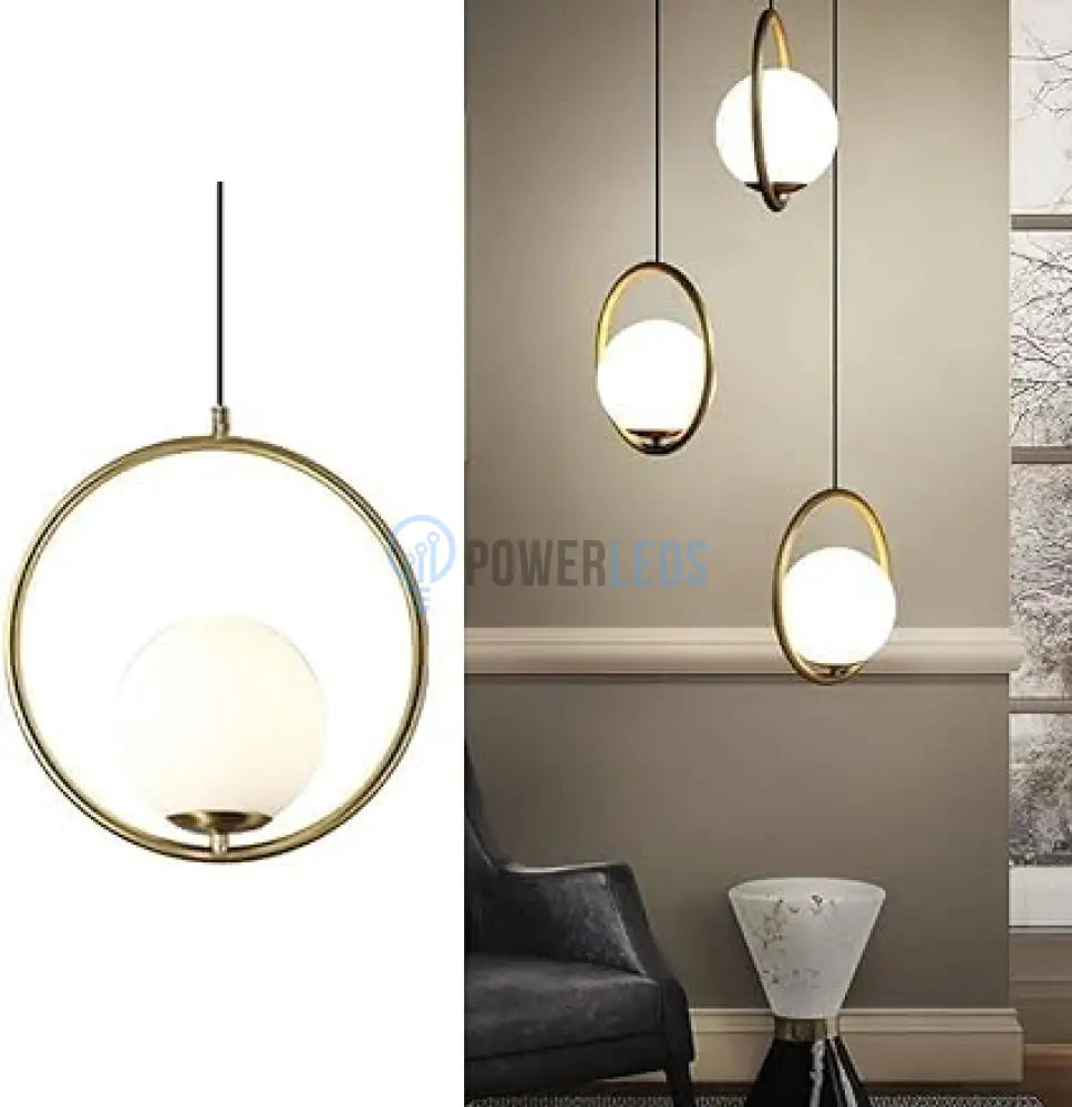 Lustra Abajur Mat Gold Full Moon 3xE27 powerleds.ro