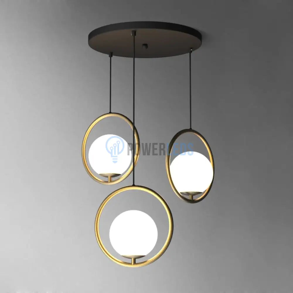 Lustra Abajur Mat Gold Full Moon 3xE27 powerleds.ro