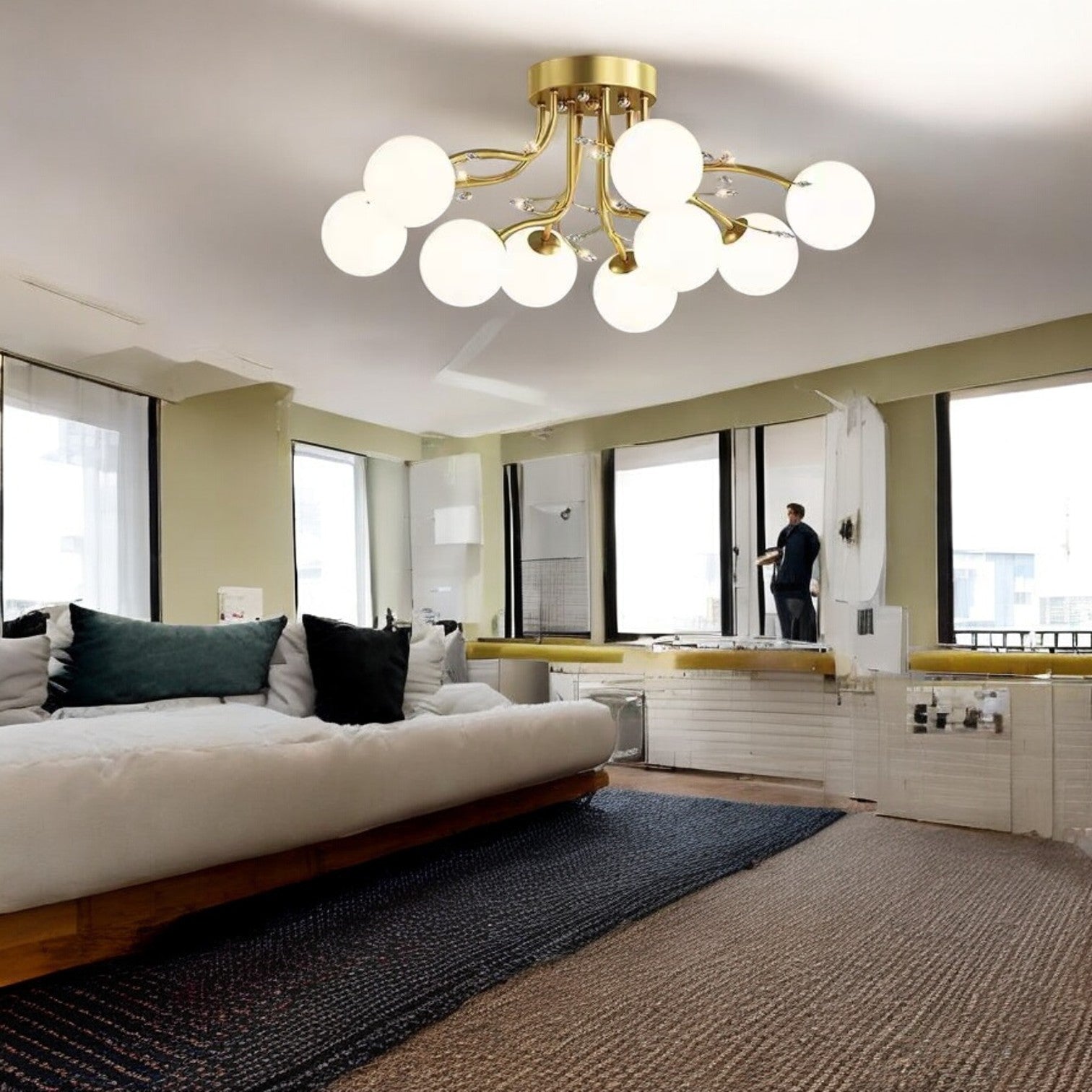 Lustra Abajur Mat Aplicata 9xE27 Gold Glamour