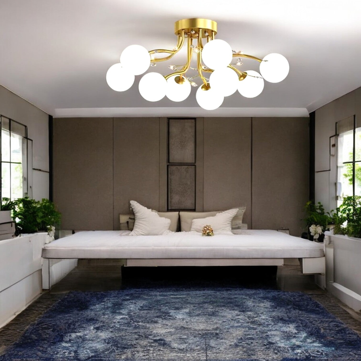 Lustra Abajur Mat Aplicata 9xE27 Gold Glamour