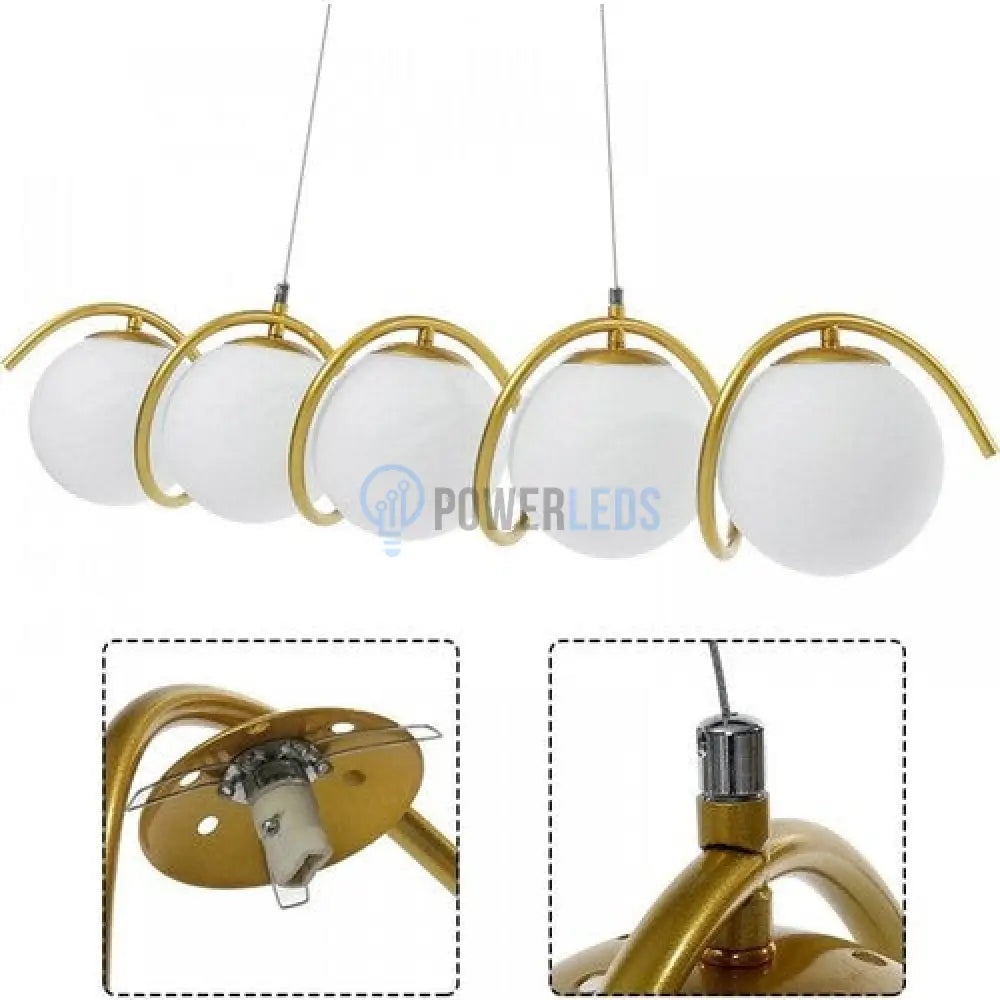 Lustra Abajur Mat Gold Liniara 5Xe27 Spiral Mx165-5 Chandeliers