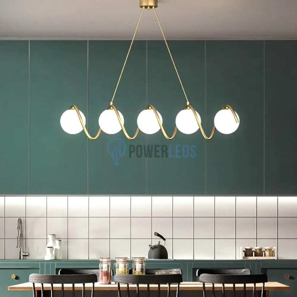 Lustra Abajur Mat Gold Liniara 5Xe27 Spiral Mx165-5 Chandeliers