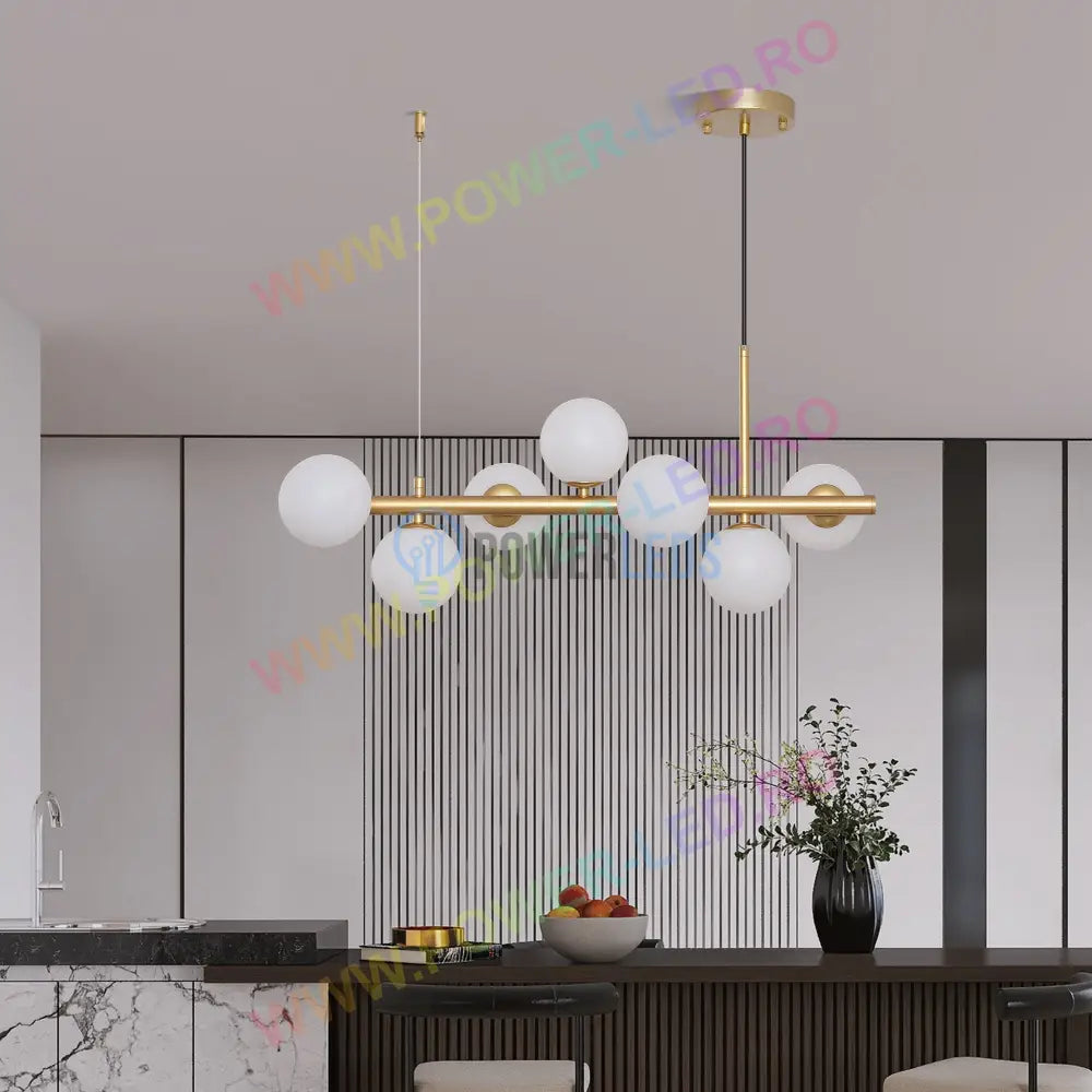 Lustra Abajur Mat Gold Liniara 7Xg9 Chandeliers