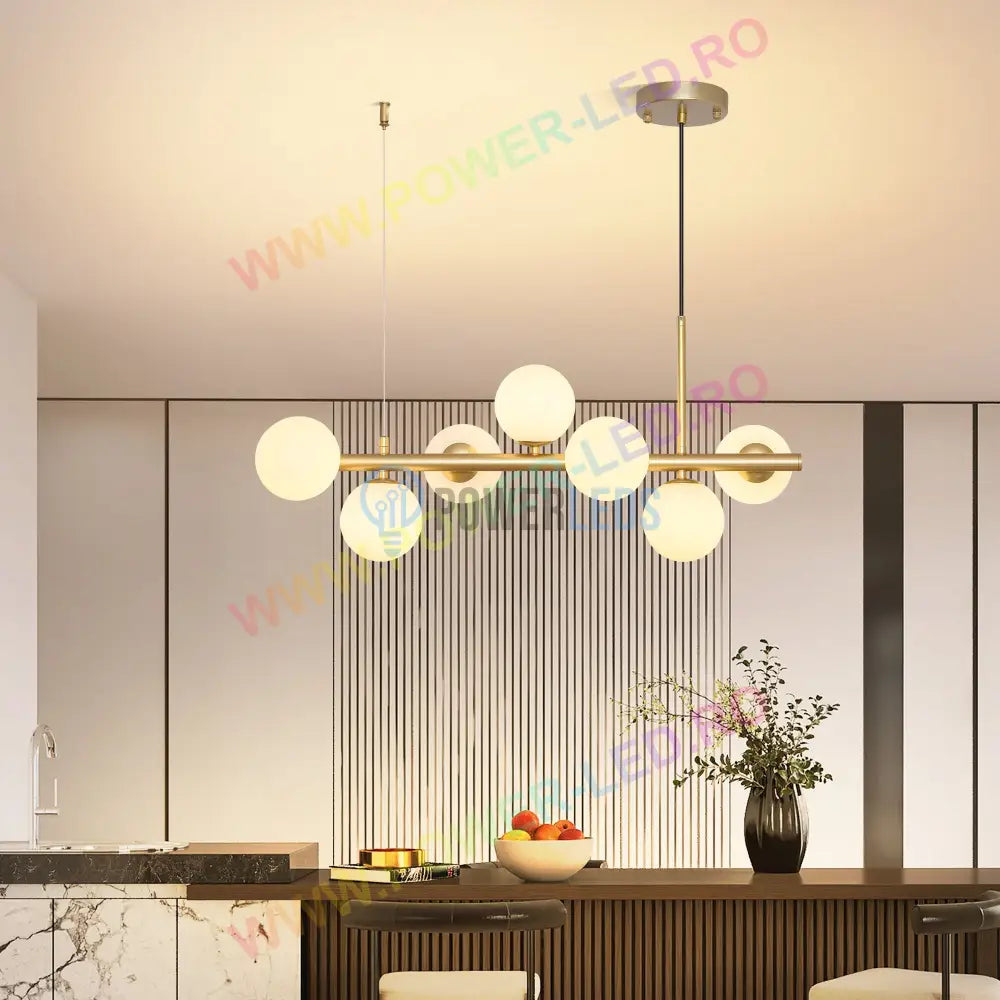 Lustra Abajur Mat Gold Liniara 7Xg9 Chandeliers