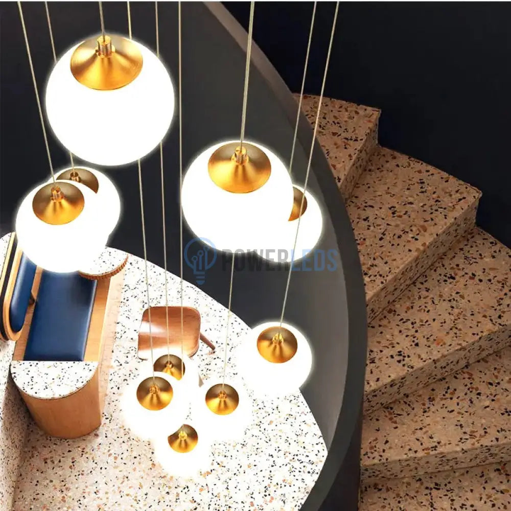 Lustra Abajur Mat Gold Luxury Staircase Gigant Chandeliers