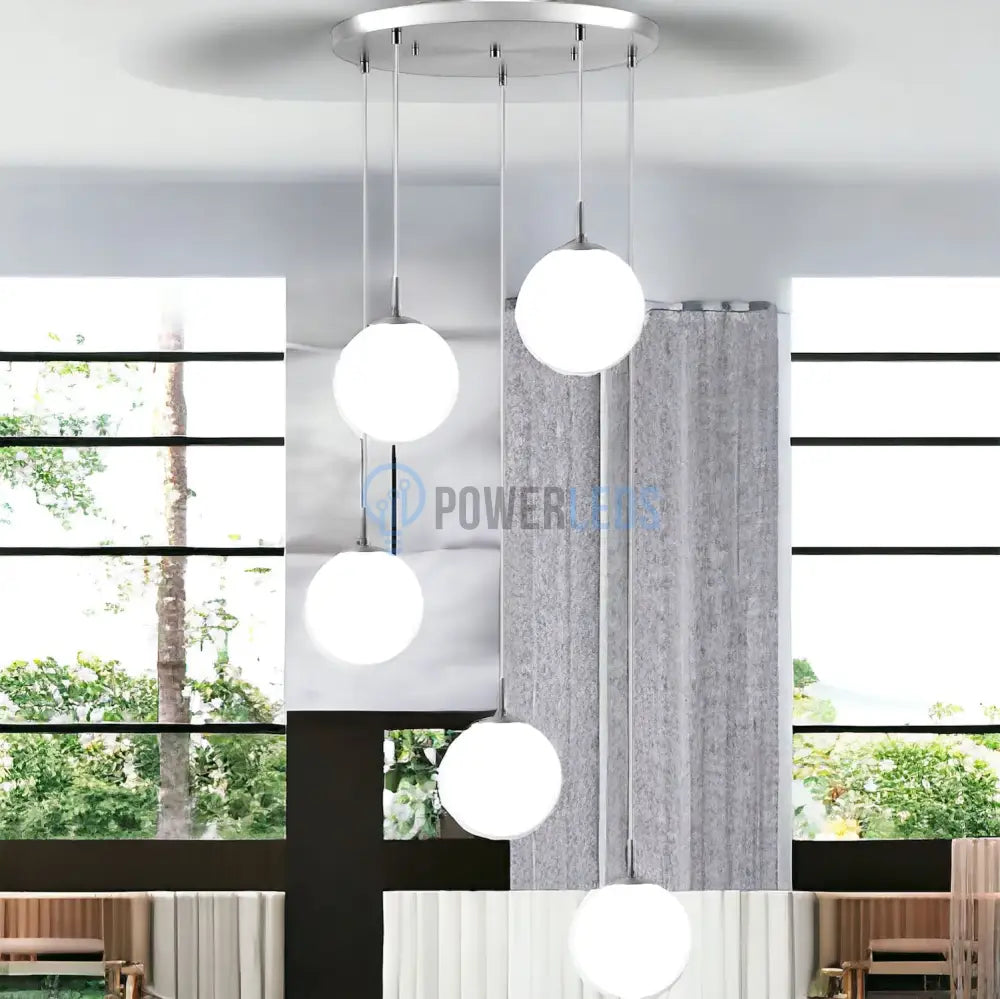 Lustra Abajur Mat Silver Luxury Staircase 5Xe27 Chandeliers