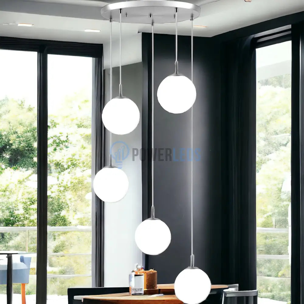Lustra Abajur Mat Silver Luxury Staircase 5Xe27 Chandeliers