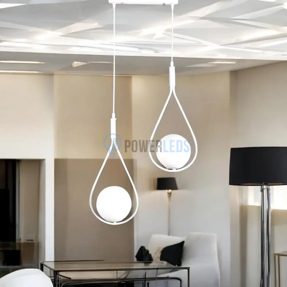 Lustra Abajur Mat White Tears 2xE14 powerleds.ro