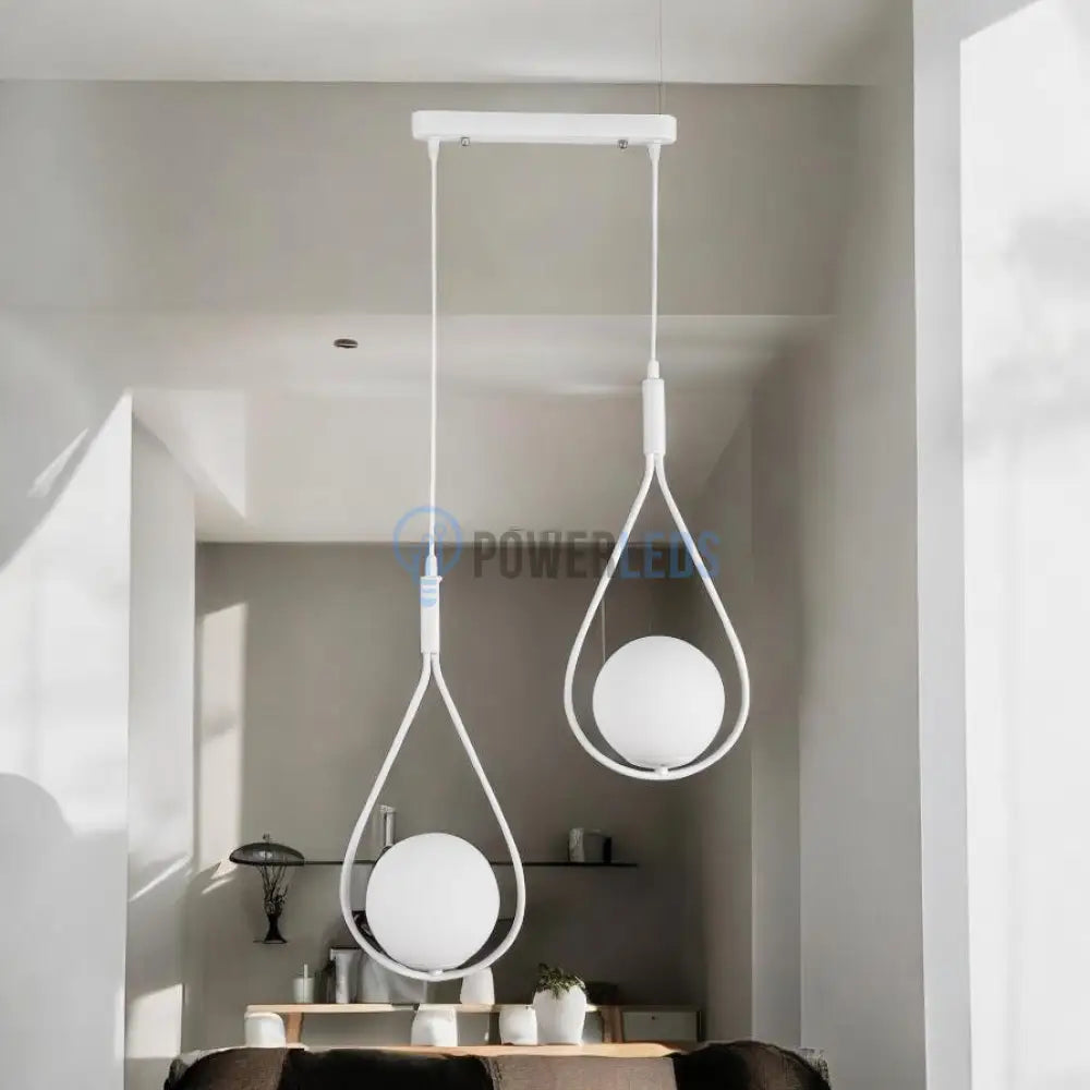 Lustra Abajur Mat White Tears 2xE14 powerleds.ro