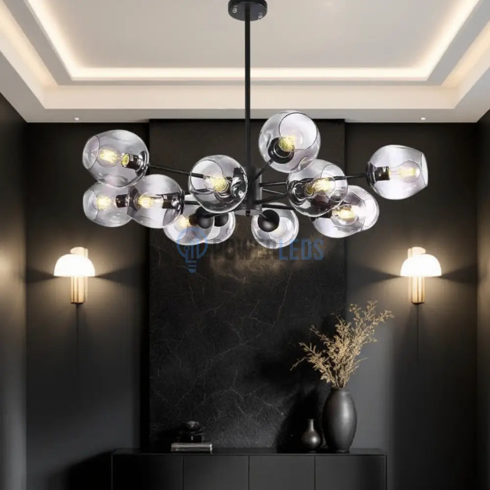 Lustra Abajur Sticla 12xE27 Umbrava - 6035-12 NEAGRA / ABAJUR Chandeliers