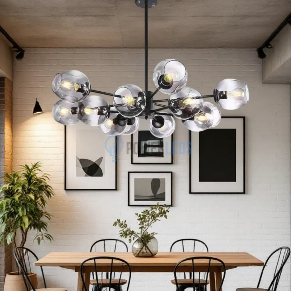 Lustra Abajur Sticla 12xE27 Umbrava - 6035-12 NEAGRA / ABAJUR Chandeliers