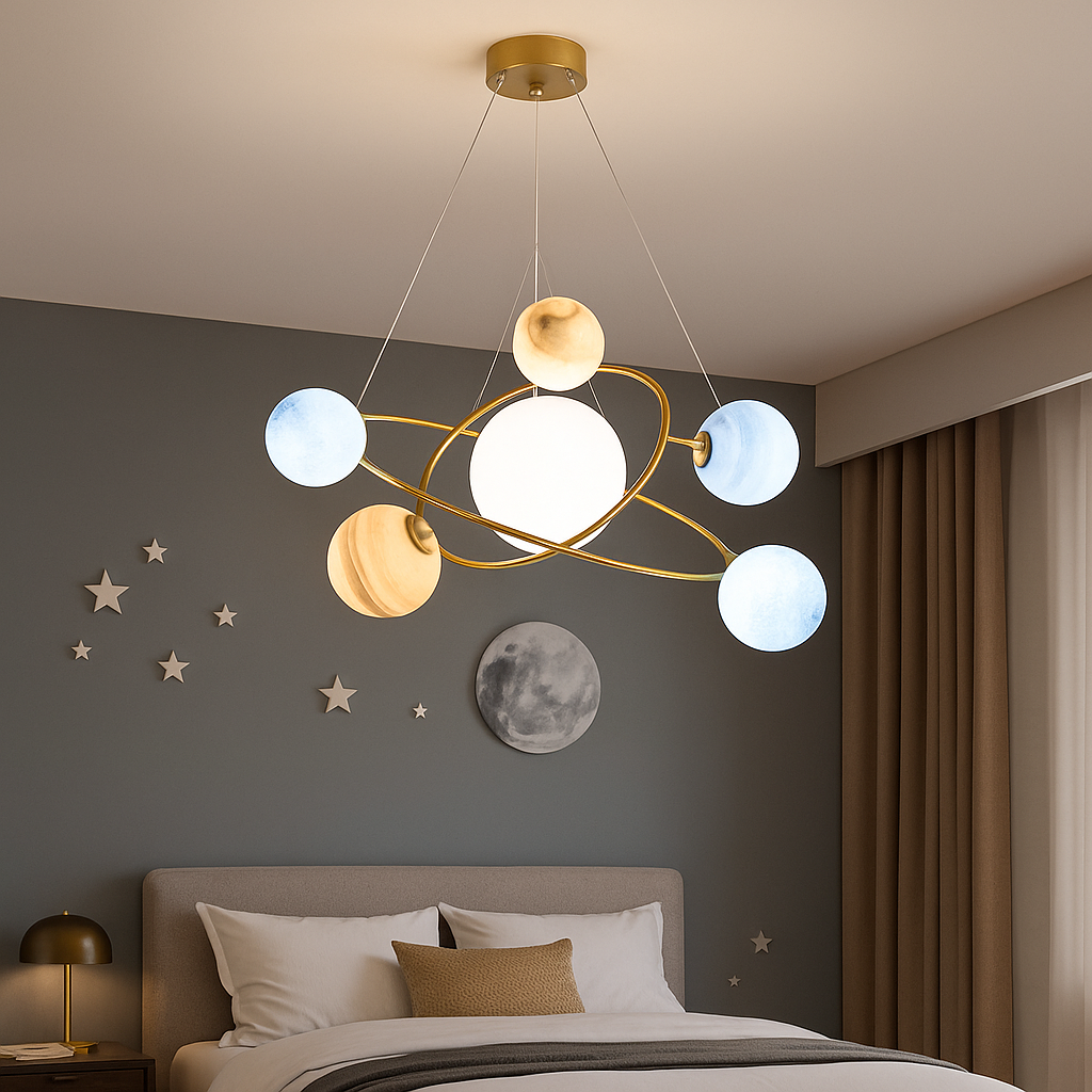 Lustra Suspendata Abajur Mat Gold Murano Style 7xE27