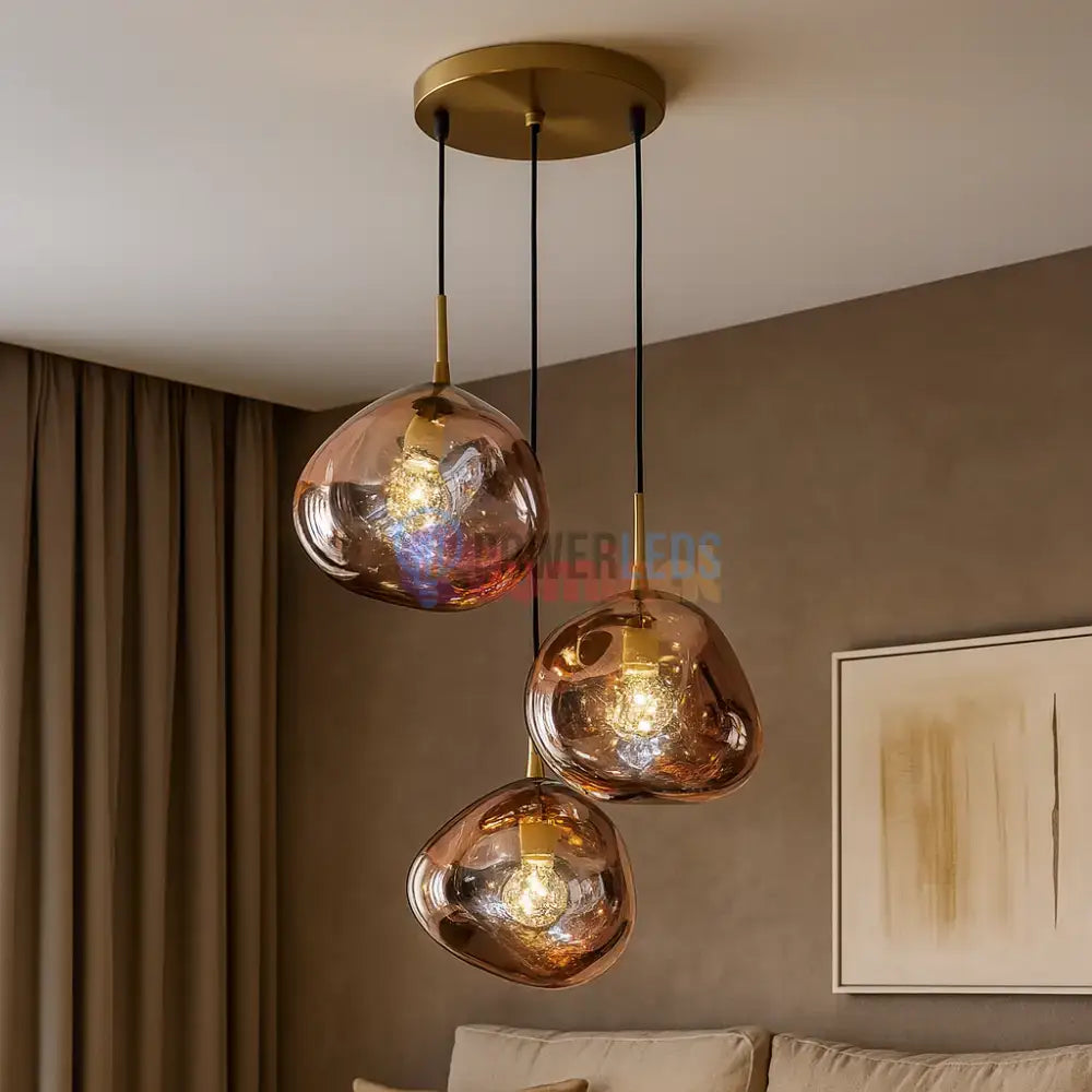 Lustra Abajur Suspendata Copper Orbs 3xE27 powerleds.ro