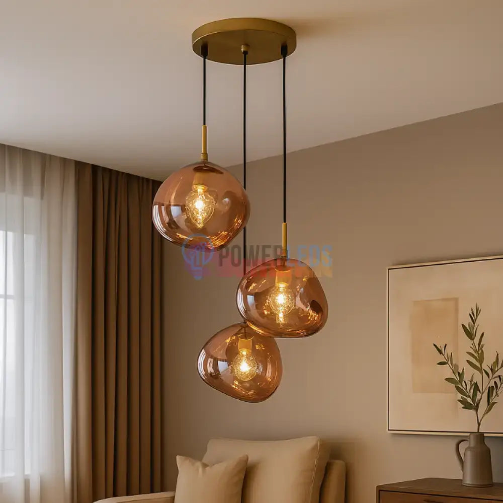 Lustra Abajur Suspendata Copper Orbs 3xE27 powerleds.ro