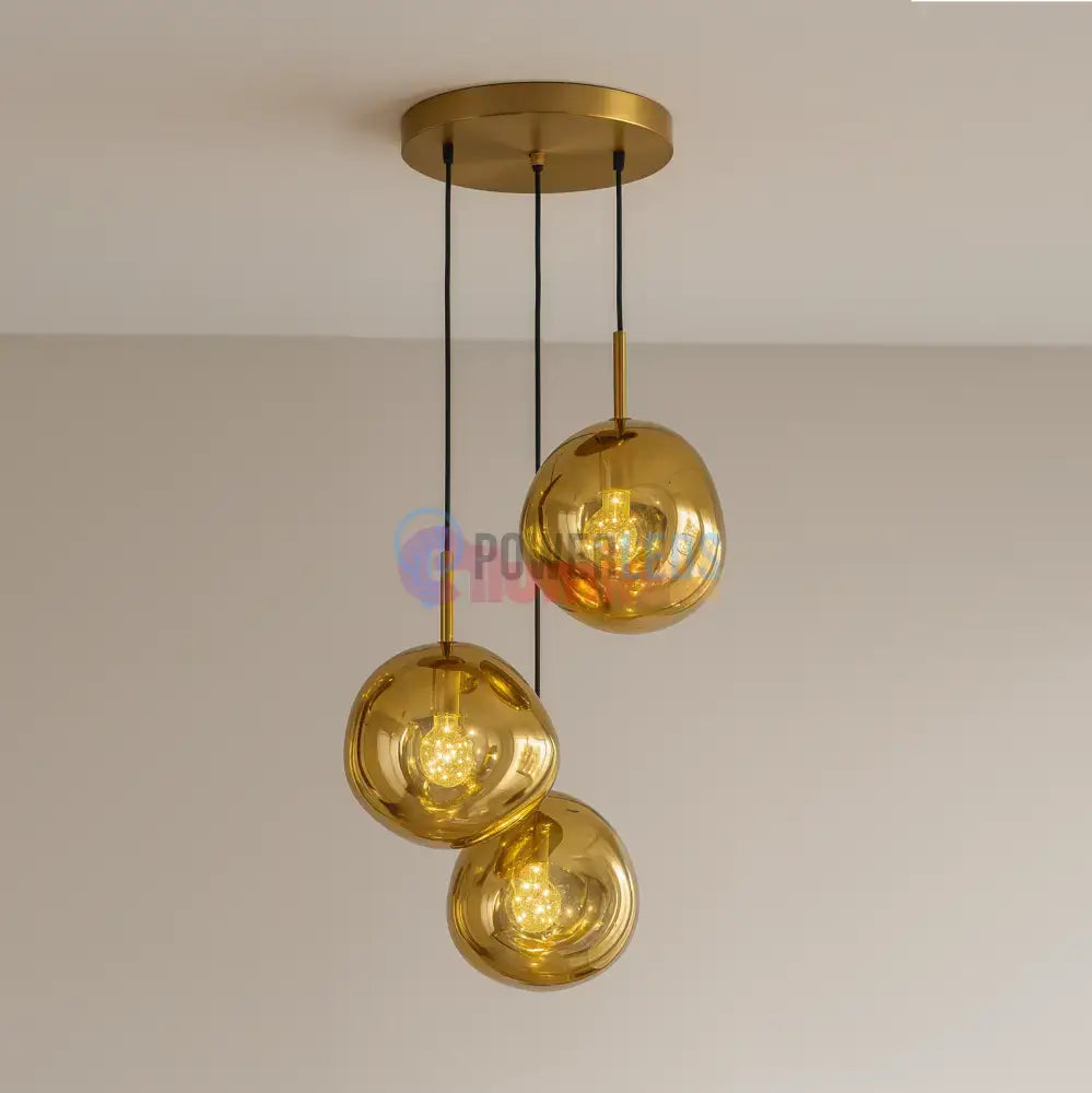 Lustra Abajur Suspendata Golden Orbs 3xE27 powerleds.ro