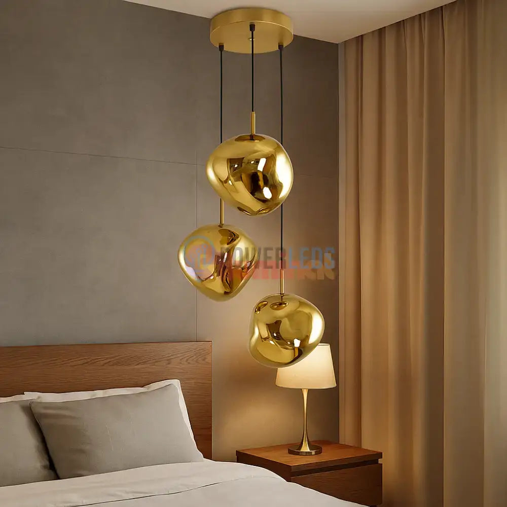Lustra Abajur Suspendata Golden Orbs 3xE27 powerleds.ro