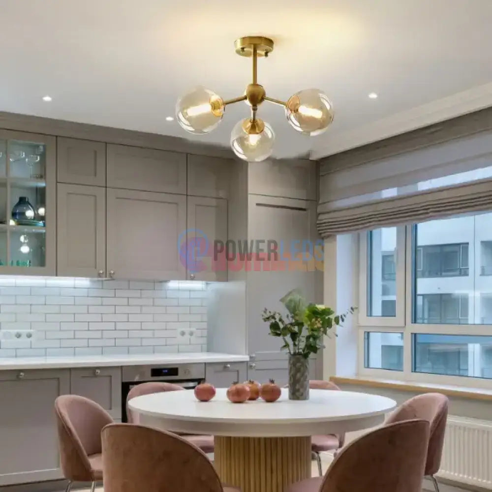  Lustra Abajur Transparent GOLD 3xE14 Mario powerleds.ro