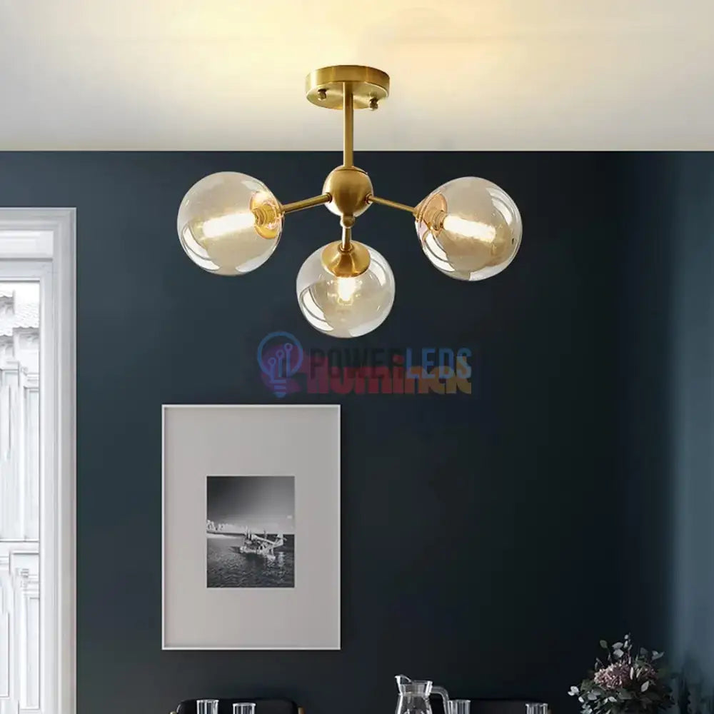 Lustra Abajur Transparent GOLD 3xE14 Mario powerleds.ro