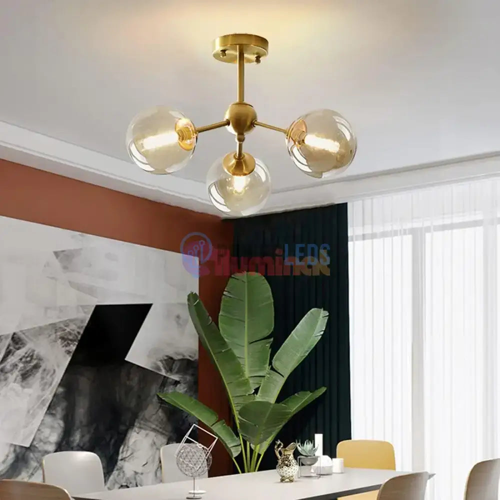  Lustra Abajur Transparent GOLD 3xE14 Mario powerleds.ro