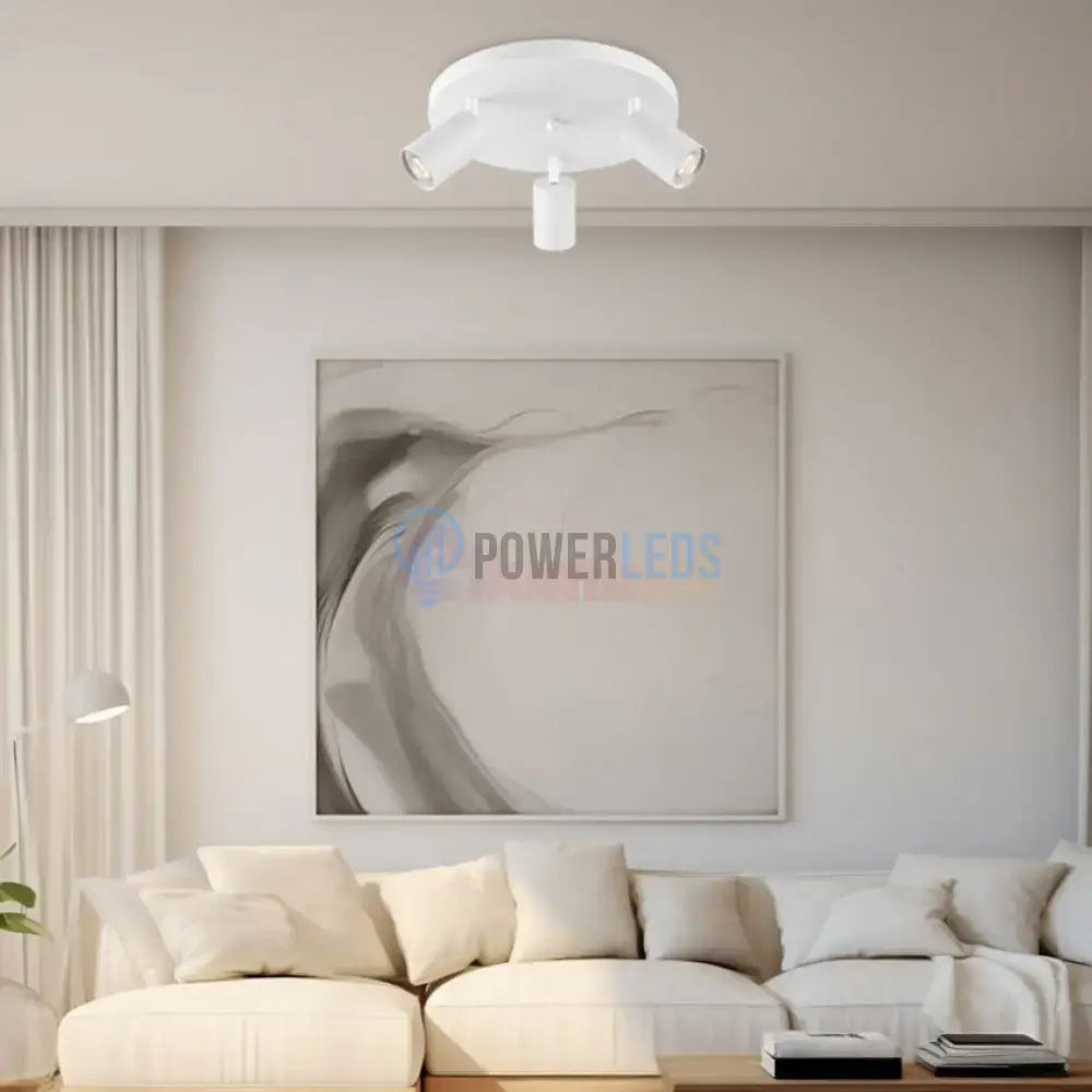 Lustra Alba cu 3 Spoturi Reglabile Suport Rotund 3xGU10 Lighting Fixtures