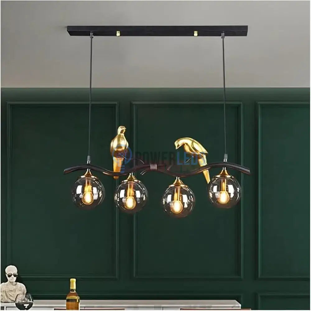 Lustra Birdy BLACK & GOLD Abajur Fumuriu 4xE14 NEGRU + AURIU / ABAJUR Chandeliers