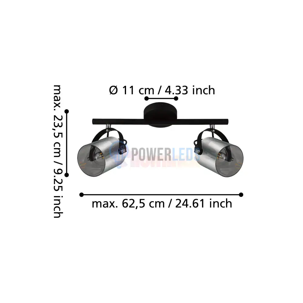 Lustra Cu 2 Spoturi Reglabile Black BERREGAS 44CM Lighting Fixtures