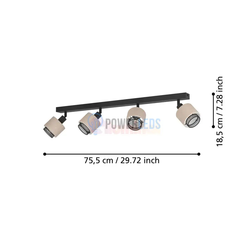 Lustra Cu 4 Spoturi Reglabile Black Natural ROSLEY 75CM NEAGRA Lighting Fixtures