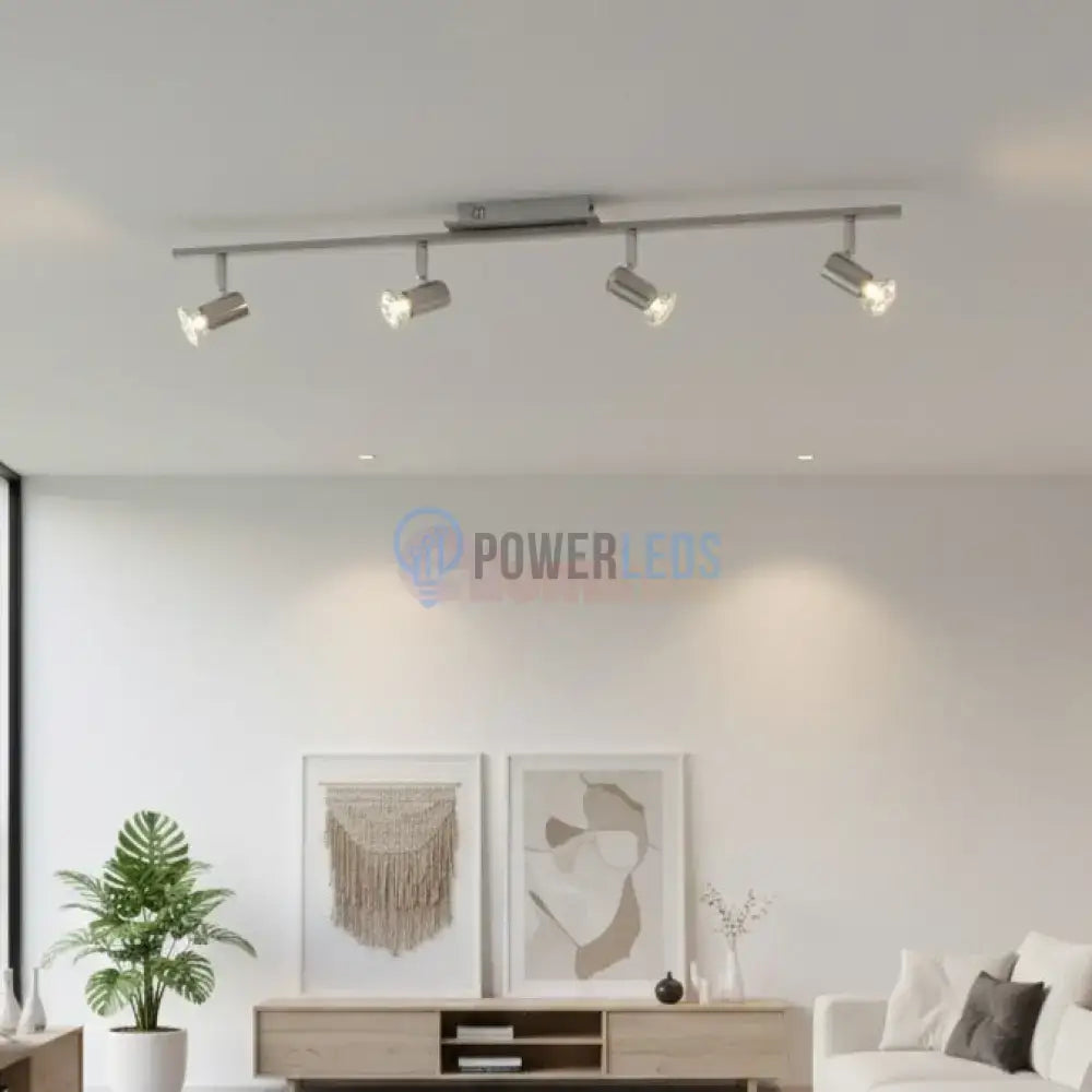 Lustra Cu 4 Spoturi Reglabile Silver ROTTELO 78CM ARGINTIE Lighting Fixtures