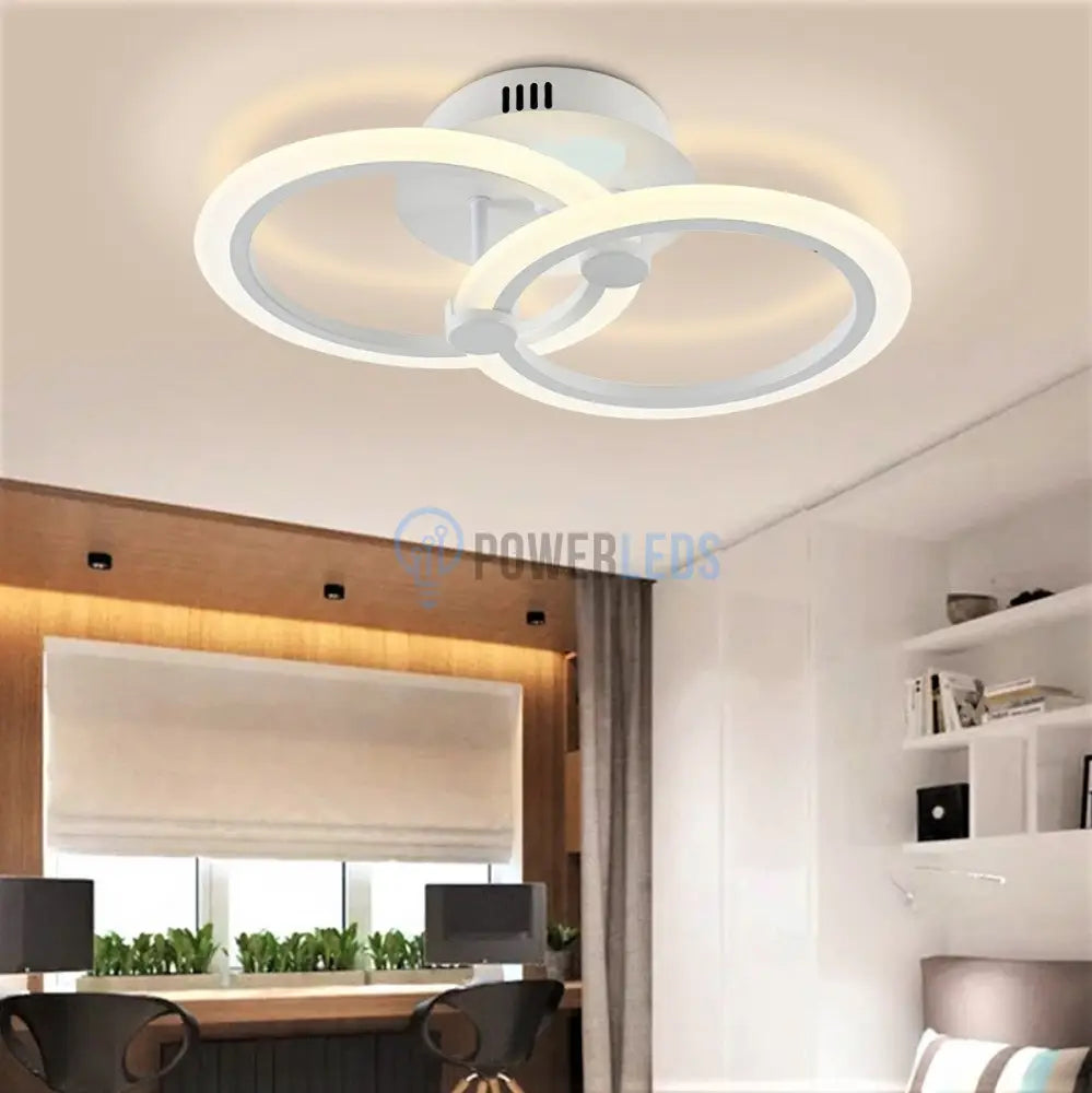 Lustra Led 1 + 1 Circle Design Alb Echivalent 300W Telecomanda Alba / 40Cm Circle Design Lighting